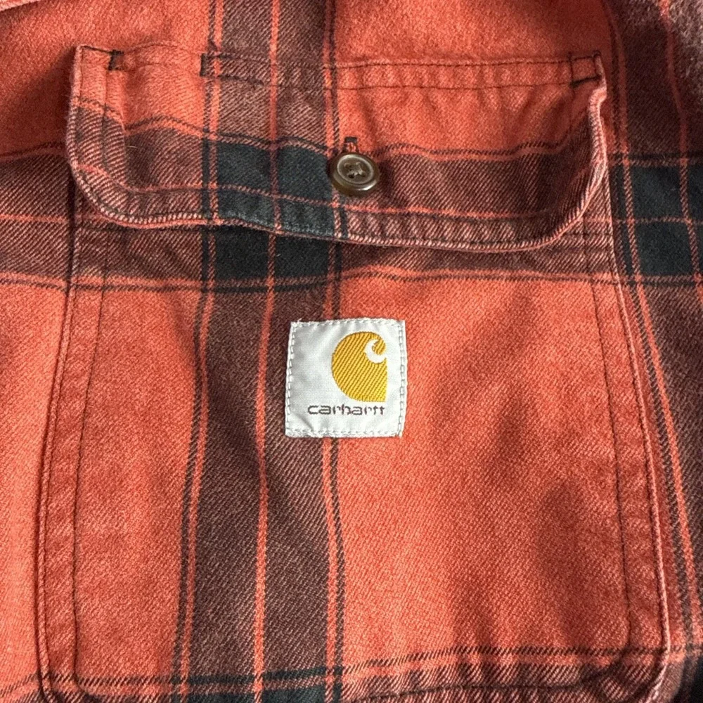 CARHARTT Loose Fit Heavyweight Flannel Red Plaid Long Sleeve‎ Shirt 105439 Large